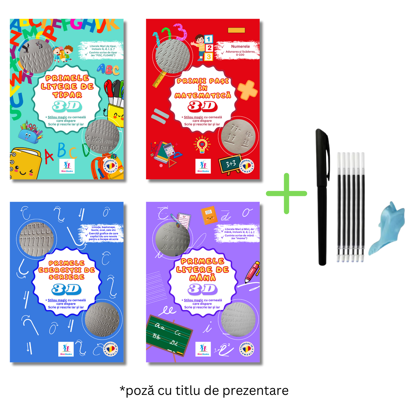 Set 4 Caiete 3D + pix cu cerneală care dispare