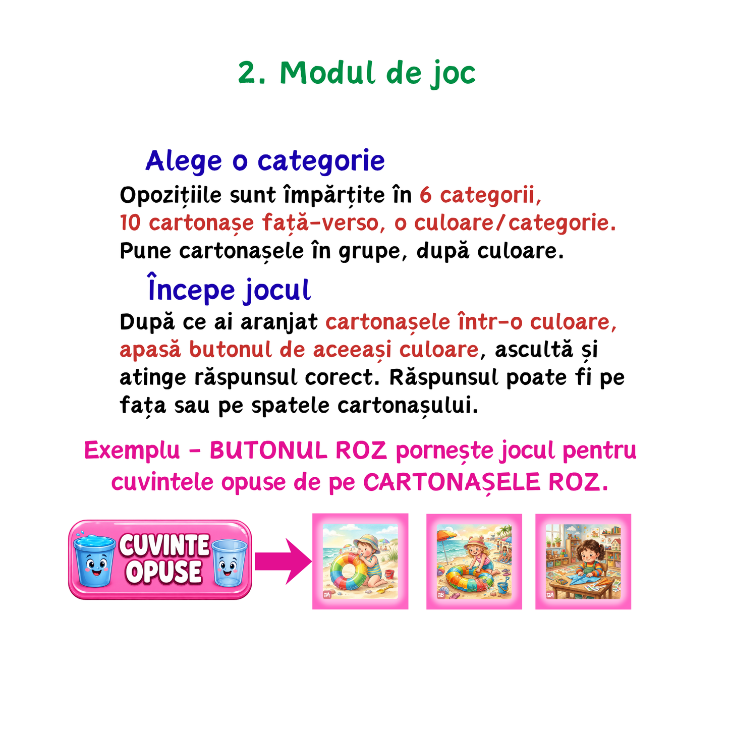 Cuvinte Opuse - Cartonașe Interactive