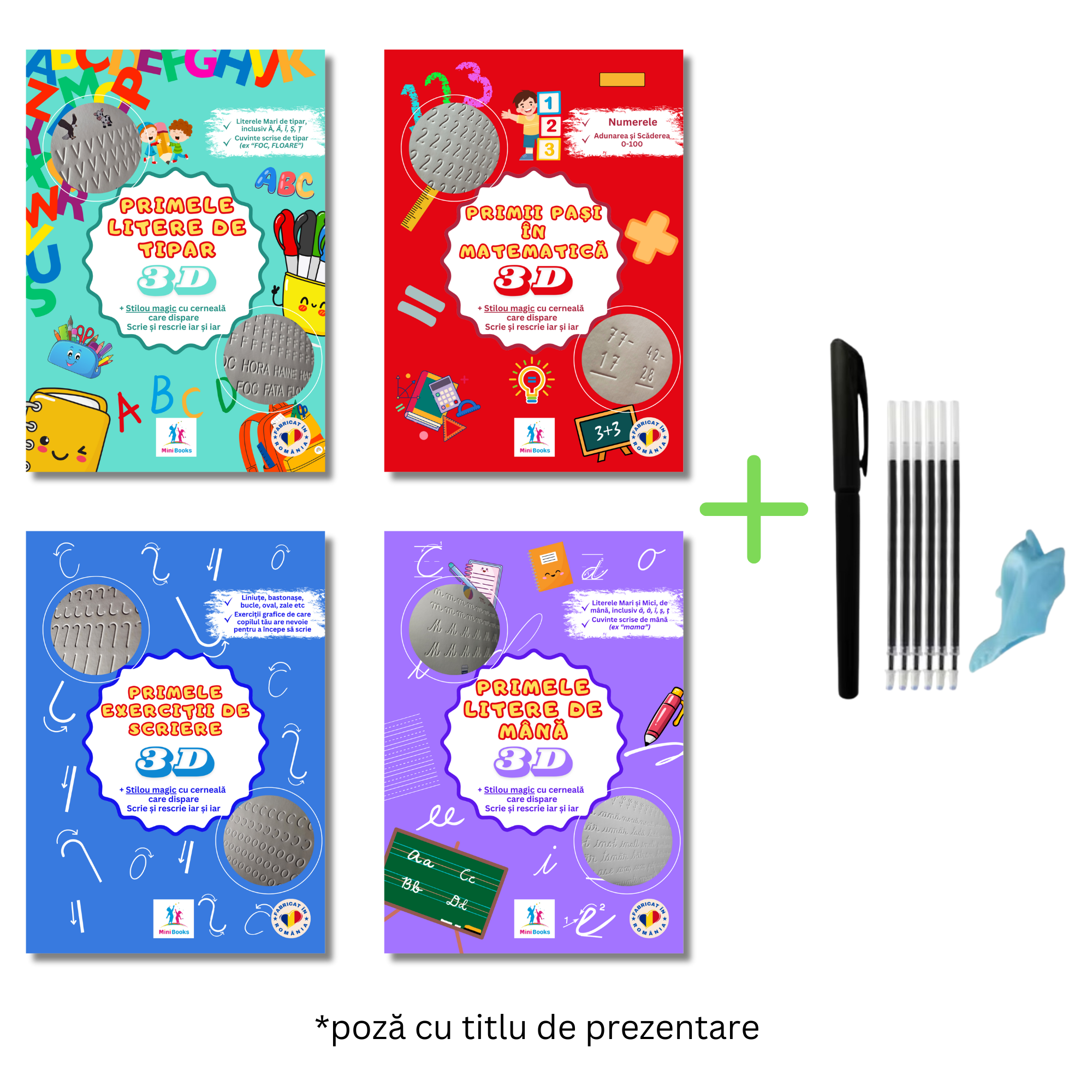 Set 4 Caiete 3D + pix cu cerneală care dispare