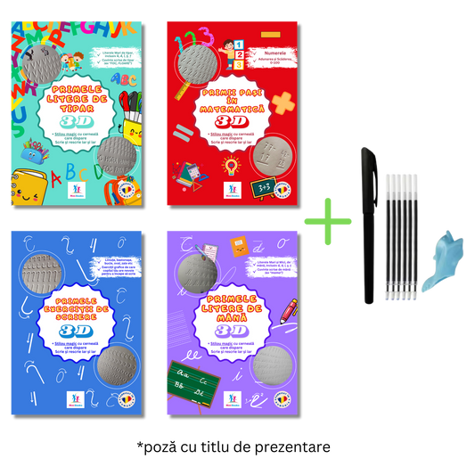 Set 4 Caiete 3D + pix cu cerneală care dispare