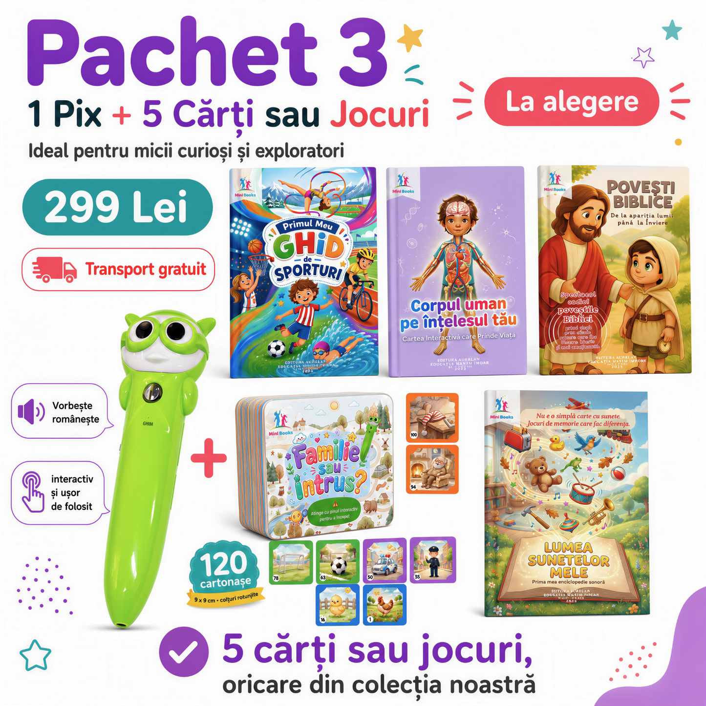 Pachet Pix Interactiv + 5 Cărți sau Jocuri