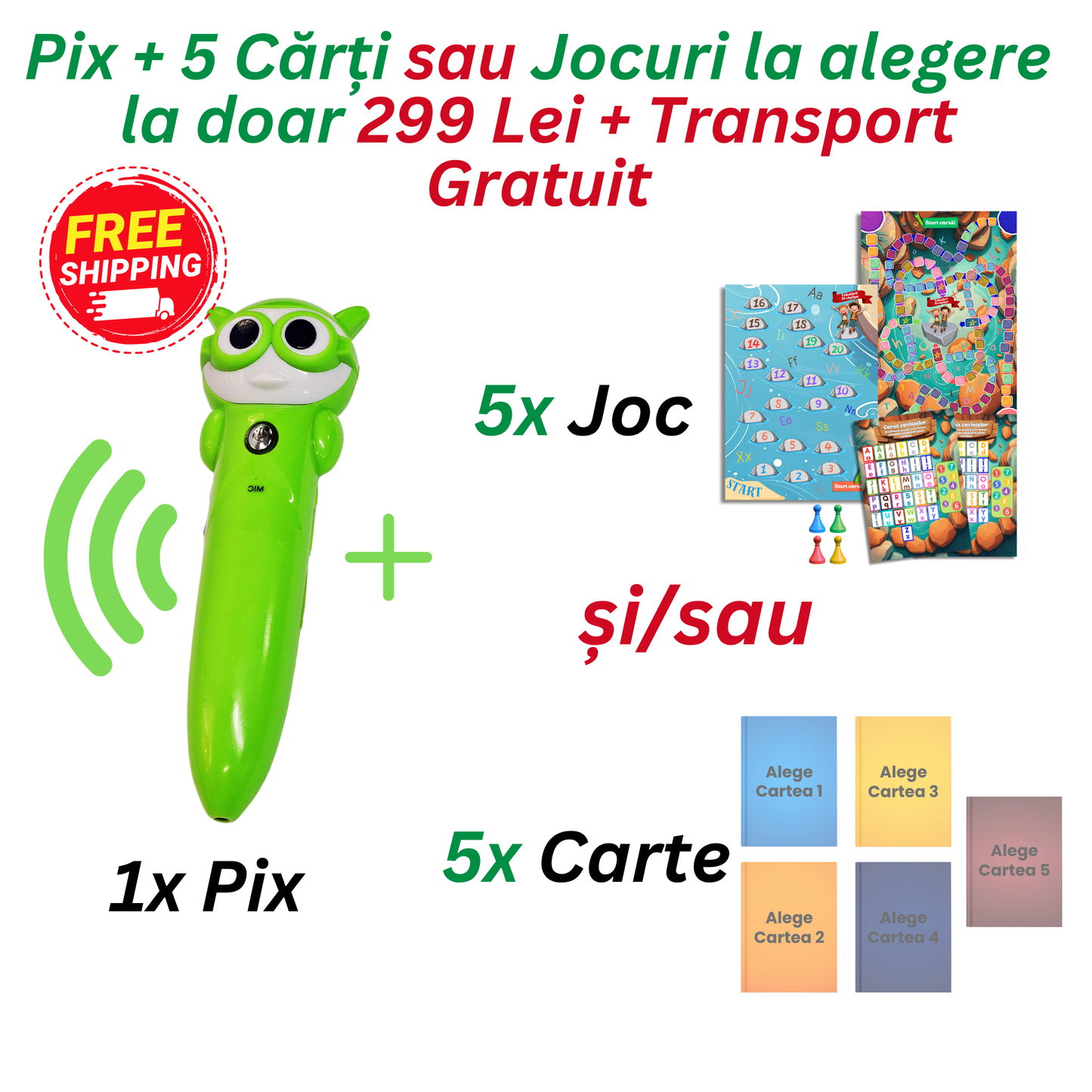 Pachet Pix Interactiv + 5 Cărți sau Jocuri